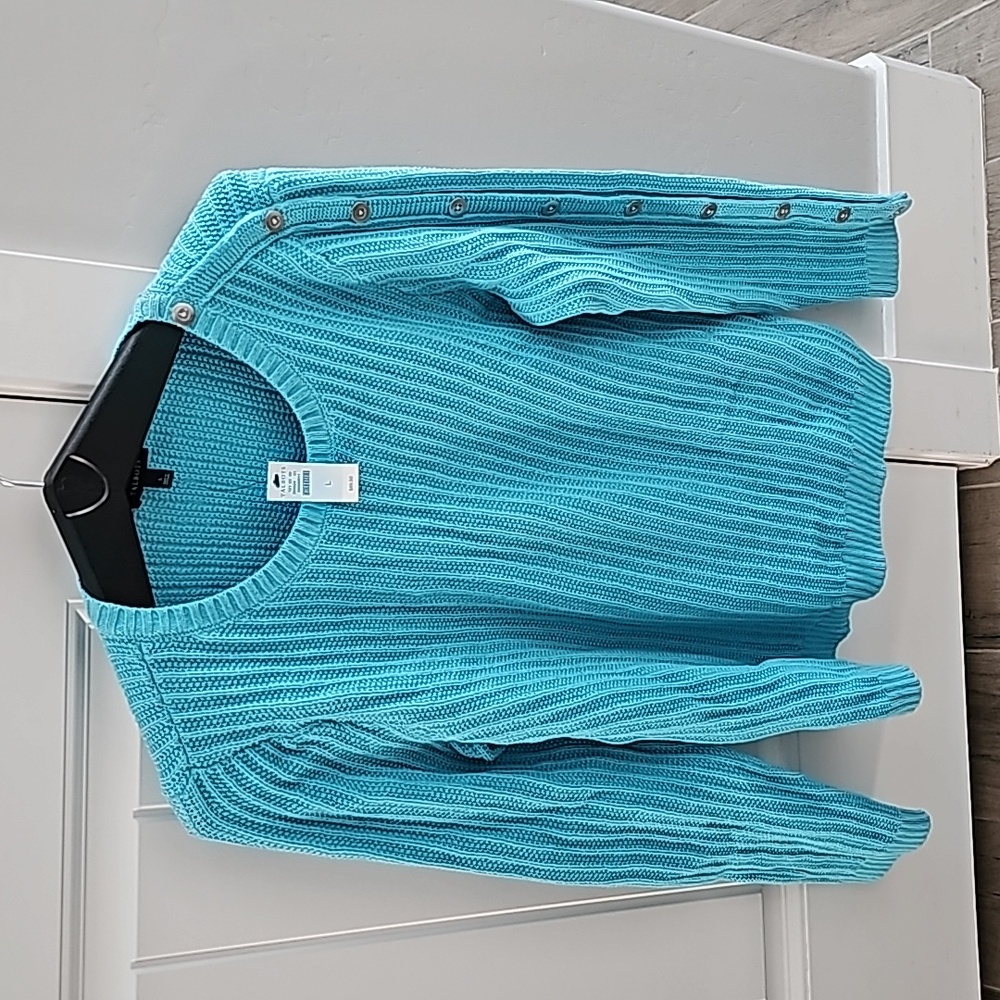 TALBOT'S caribbean blue cable knit sweater, size large